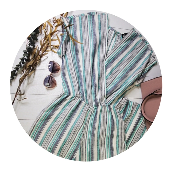 Beige by Eci Sun Linen Blend Romper | Size Small | NWT - Picture 2 of 11